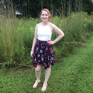 White and Purple Floral Dress